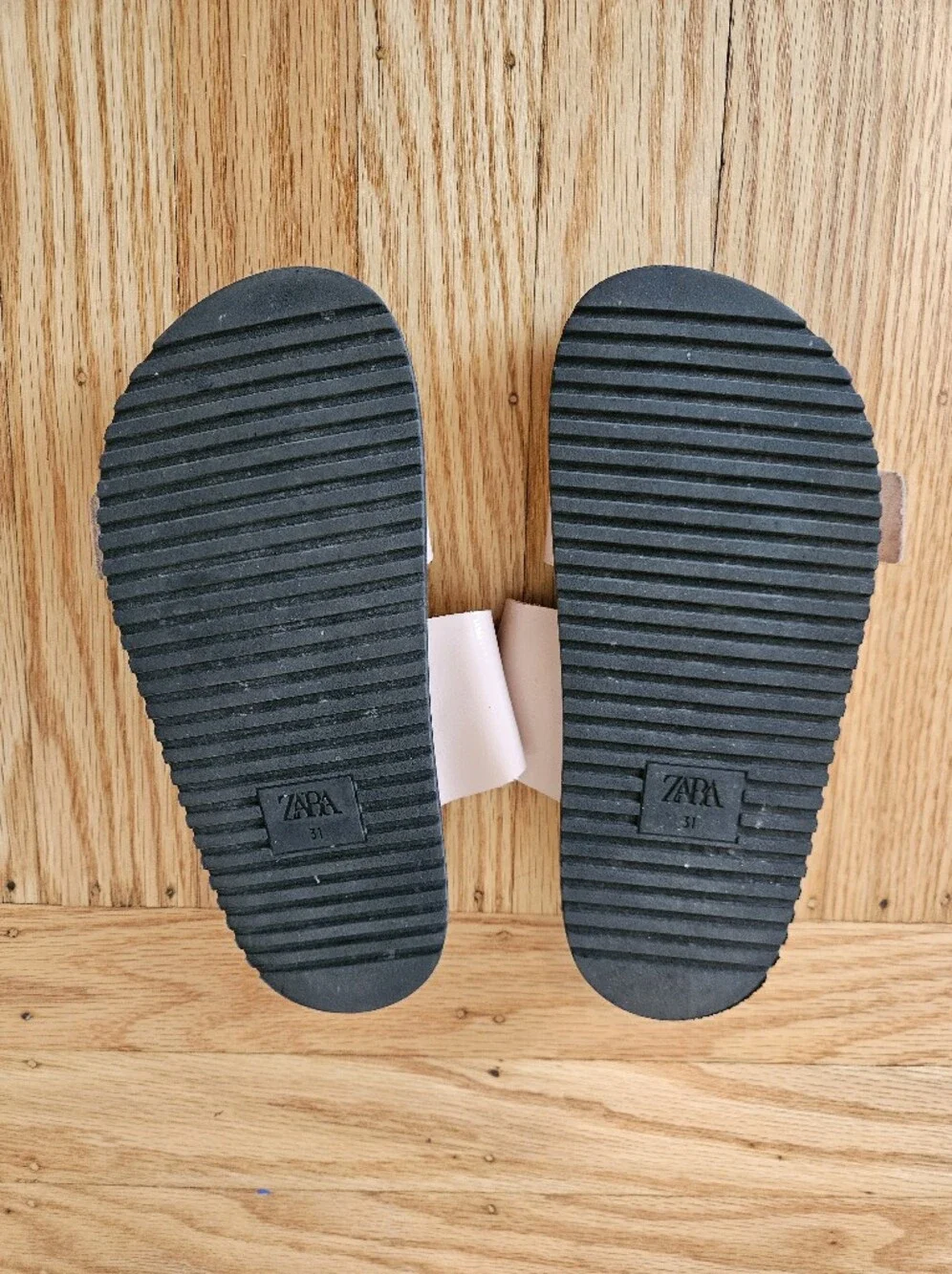 Zara Blush Patent Double-Buckle Slide Sandals EU31 Or US 1